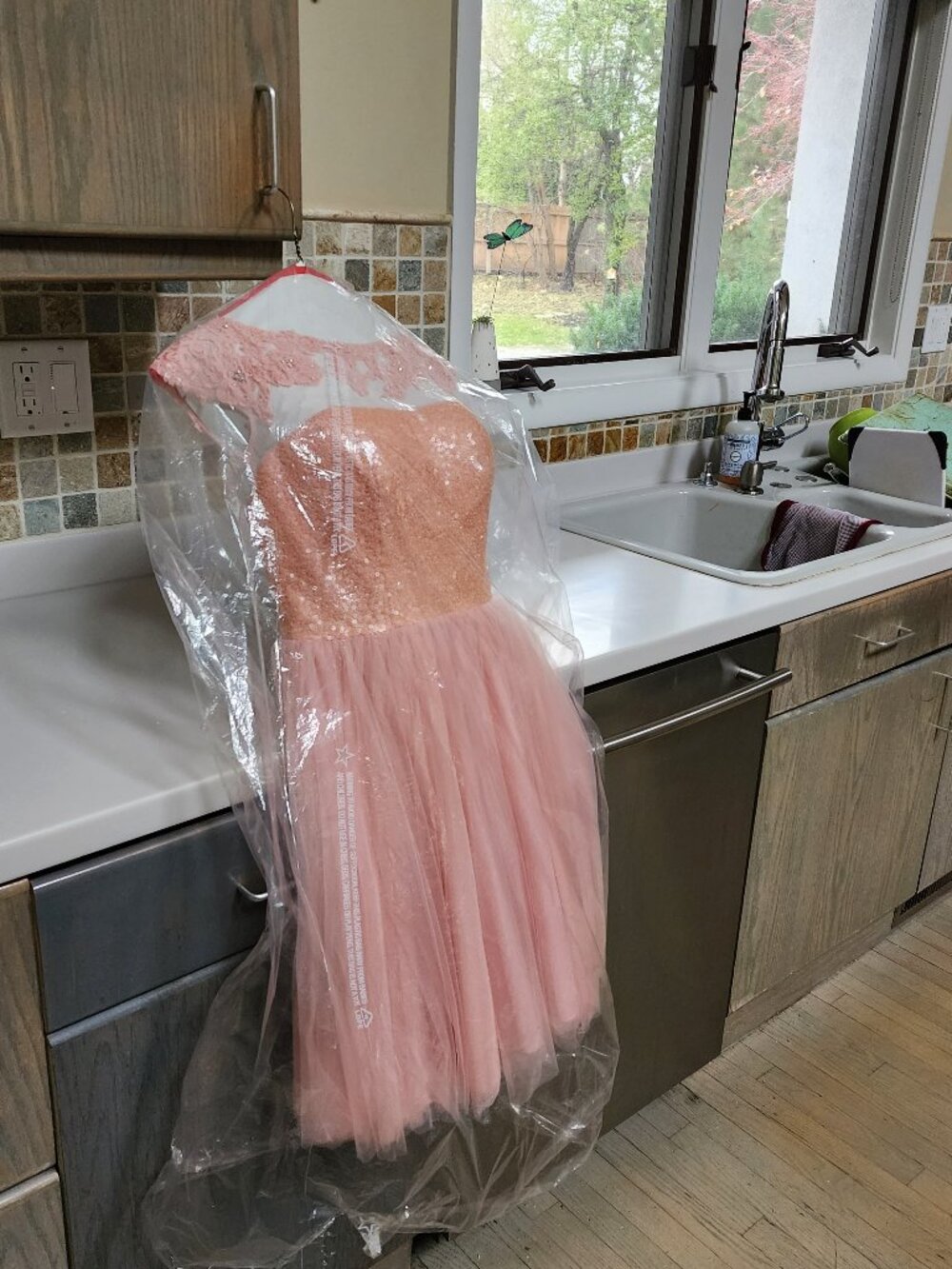 Sherri Hill Pink Coral Knee Length Dress size 4/6